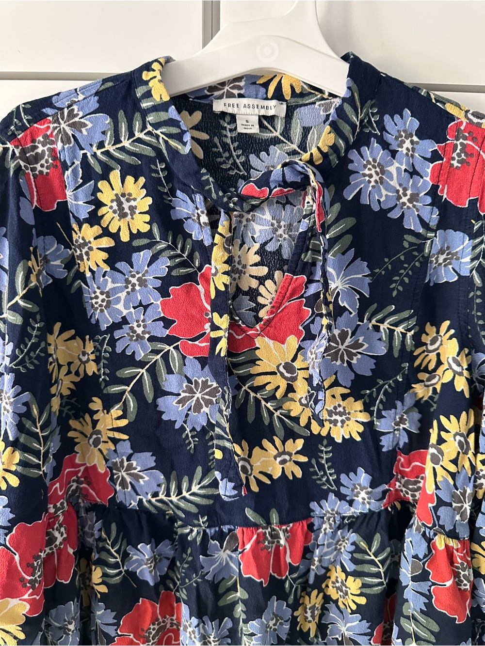 Two of Free assembly Women’s ' Floral Ruffle Yoke Dresses in Rose Red Floral - Picture 10 of 11